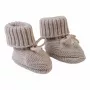 Lodger Slipper Folklore merino vilnos kūdikių šlepetės, smėlio spalvos, 0-6 mėn.