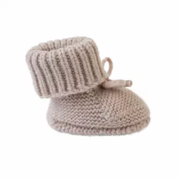 Lodger Slipper Folklore merino vilnos kūdikių šlepetės, smėlio spalvos, 0-6 mėn.