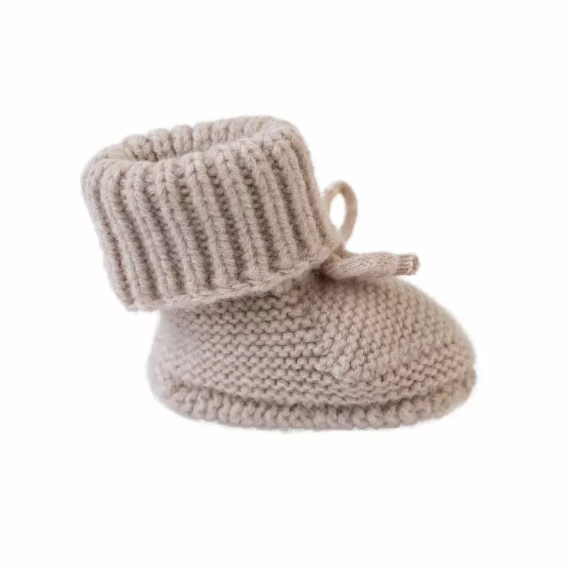 Lodger Slipper Folklore merino vilnos kūdikių šlepetės, smėlio spalvos, 0-6 mėn.