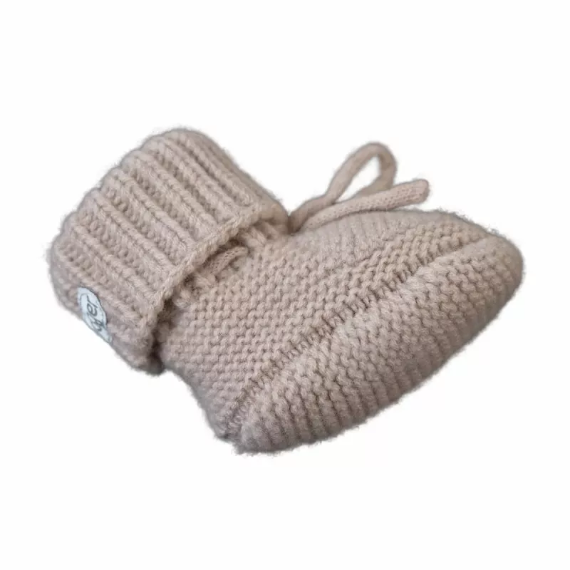 Lodger Slipper Folklore merino vilnos kūdikių šlepetės, smėlio spalvos, 0-6 mėn.