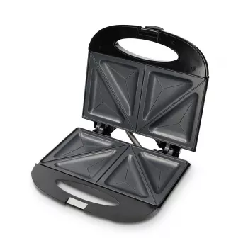 Melissa Sandwich Toaster 750W Black – nepridegančios trikampės plokštės, šaltas rankenėlės, fiksavimo spaustukas, vertikalus laikymas