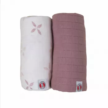 Lodger Swadler Solid Matcha medvilninis vystyklas, Powder Rose, 110x110 cm, 2 vnt.