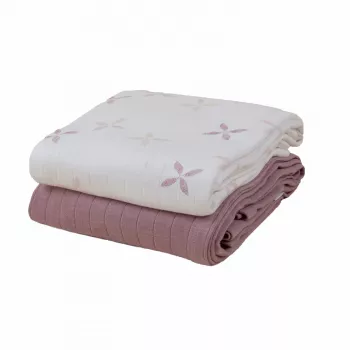 Lodger Swadler Solid Matcha medvilninis vystyklas, Powder Rose, 110x110 cm, 2 vnt.