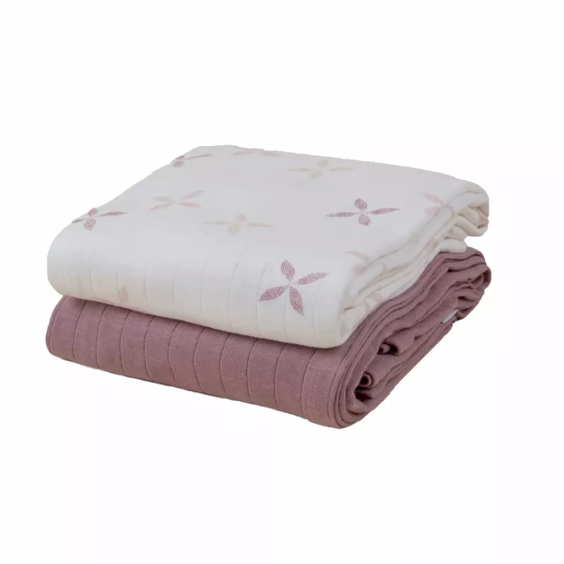 Lodger Swadler Solid Matcha medvilninis vystyklas, Powder Rose, 110x110 cm, 2 vnt.