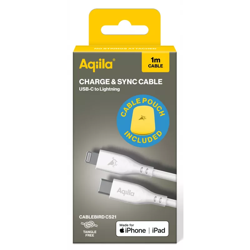AQIILA 3SI836 USB-C į Lightning įkrovimo ir sinchronizavimo kabelis, 1 m