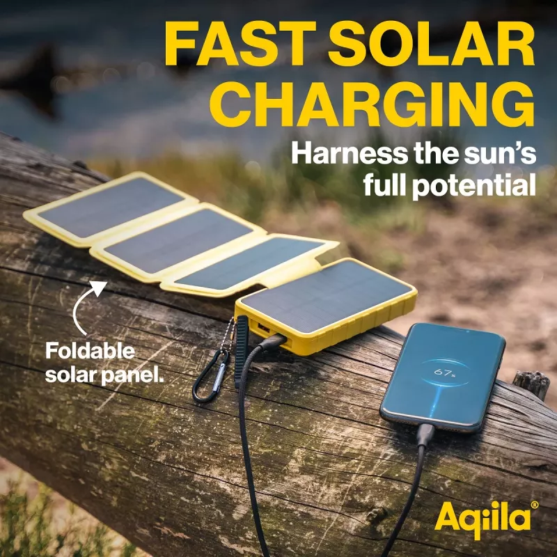 Aqiila Powerbird BS10 saulės energijos nešiojamas įkroviklis 10000 mAh juodas & oranžinis