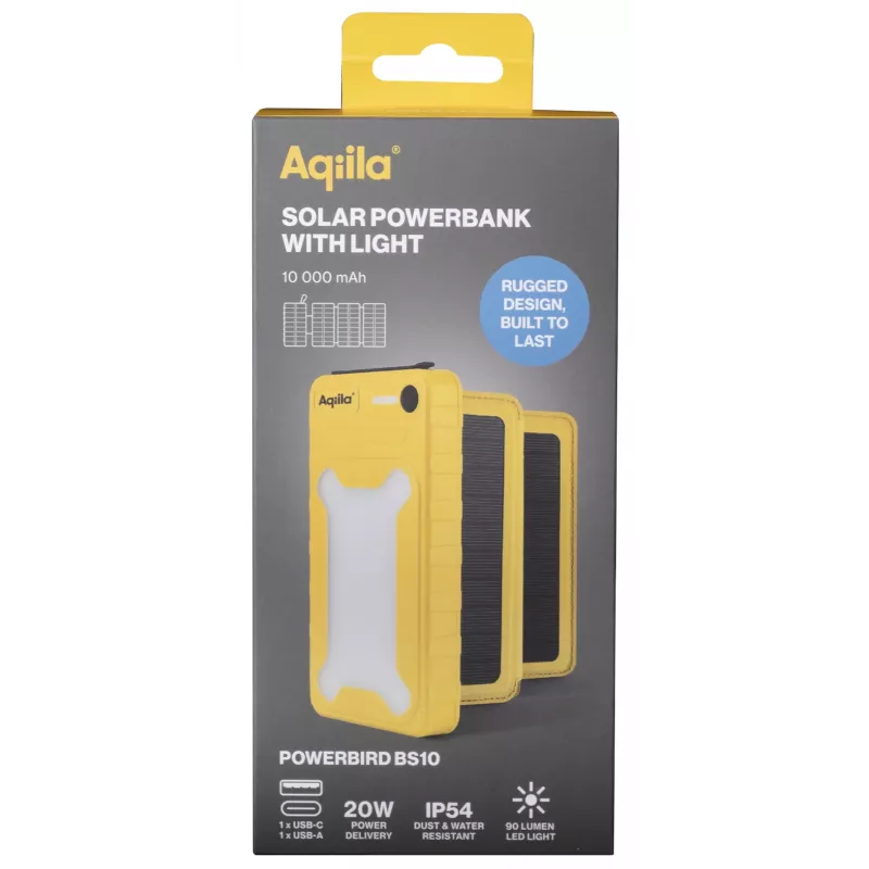 Aqiila Powerbird BS10 saulės energijos nešiojamas įkroviklis 10000 mAh juodas & oranžinis