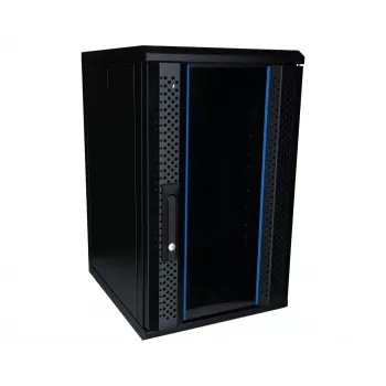 DSIT DS10-3412 12U 10 colių sieninis serverių spintos spintelė su stiklinėmis durelėmis, 370x450x618 mm, juoda