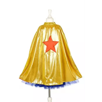 Souza! Superheroine kostiuminė suknelė su apsiaustu, rožinė/auksinė/mėlyna, 5-7 metų (116-128 cm)
