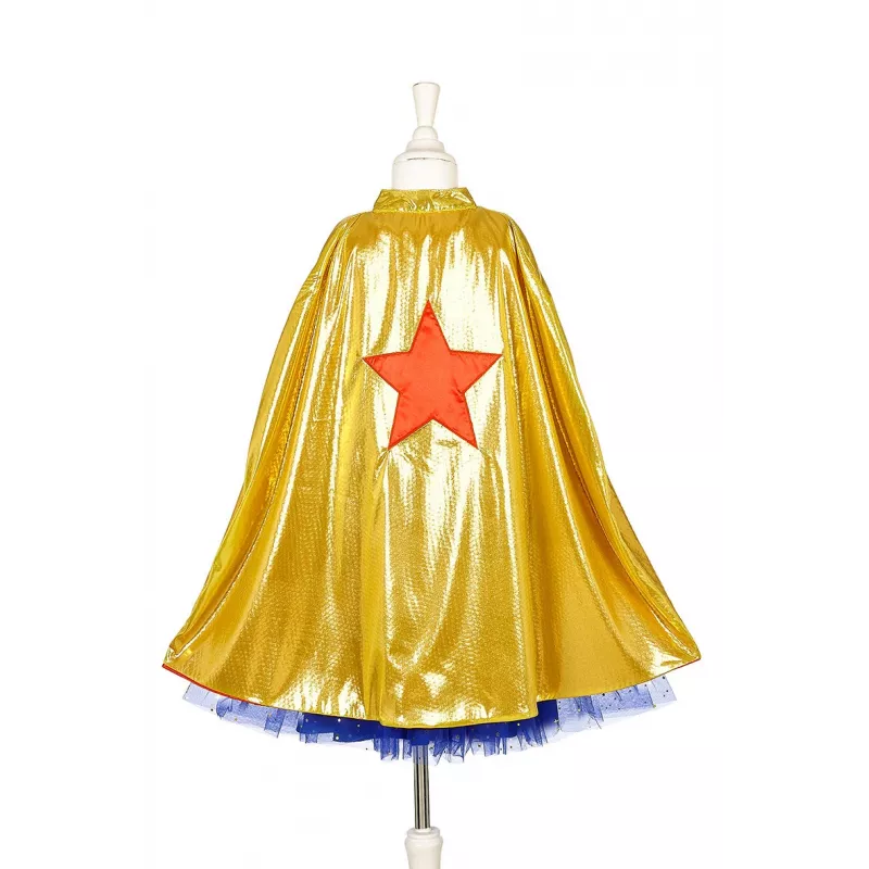 Souza! Superheroine kostiuminė suknelė su apsiaustu, rožinė/auksinė/mėlyna, 5-7 metų (116-128 cm)