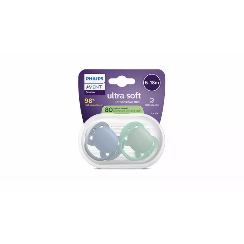 Philips Avent Ultra Soft žindukas 6-18 mėn., 2 vnt., berniukui