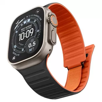 Spigen Athlex Air M apyrankė Apple Watch 8/9/10/11/SE/Ultra (44/45/46/49 mm) - juoda/oranžinė