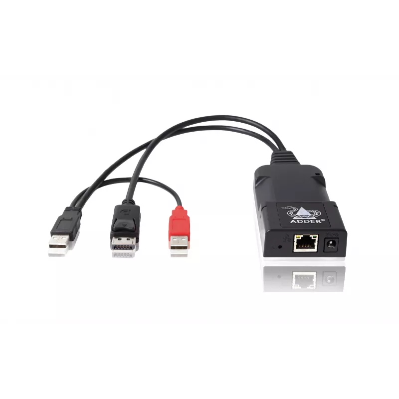 ADDER ALIF101T-DP DisplayPort KVM prailgintuvas (siųstuvas) per Cat5e/6/7 - 2560x1600, USB 2.0, audio, juodas aliuminis