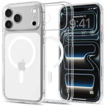 SPIGEN Ultra Hybrid MagSafe dėklas iPhone 17 Pro Max / 18 Pro Max - skaidrus/baltas