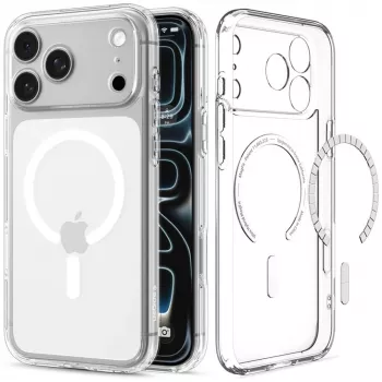SPIGEN Ultra Hybrid MagSafe dėklas iPhone 17 Pro Max / 18 Pro Max - skaidrus/baltas