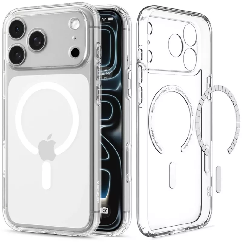 SPIGEN Ultra Hybrid MagSafe dėklas iPhone 17 Pro Max / 18 Pro Max - skaidrus/baltas