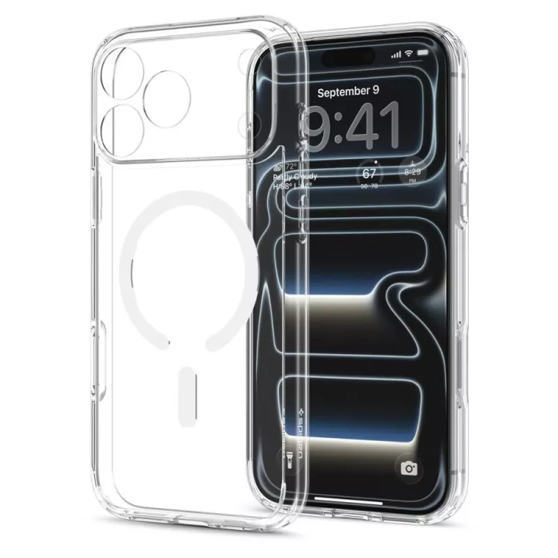 SPIGEN Ultra Hybrid MagSafe dėklas iPhone 17 Pro Max / 18 Pro Max - skaidrus/baltas