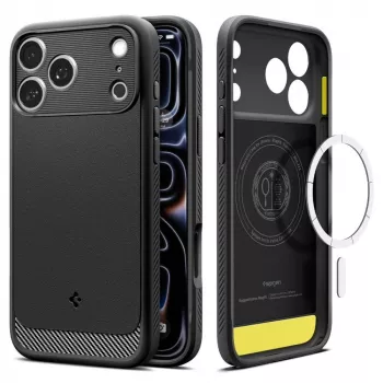 Spigen Rugged Armor Mag MagSafe dėklas iPhone 18 Pro / 17 Pro - matinis juodas