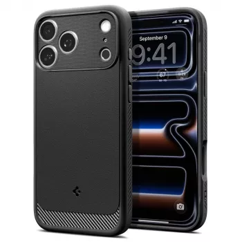 Spigen Rugged Armor Mag MagSafe dėklas iPhone 18 Pro / 17 Pro - matinis juodas