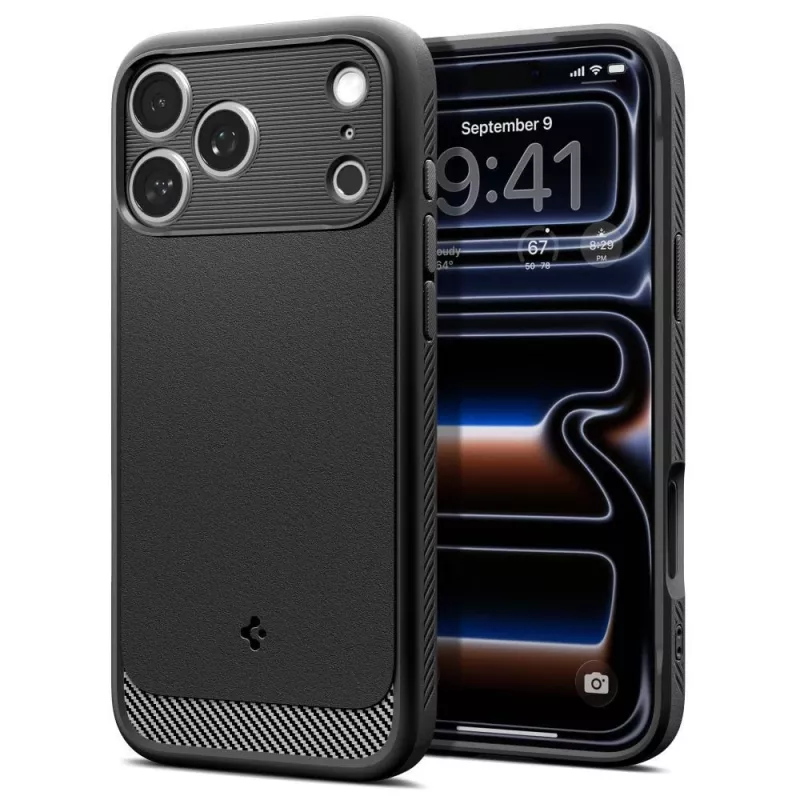 Spigen Rugged Armor Mag MagSafe dėklas iPhone 18 Pro / 17 Pro - matinis juodas