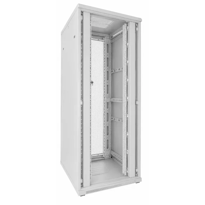 DSIT 42U 19 inch serverinė spinta, perforuotos dvigubos priekinės ir galinės durys, balta, 800x1000x2000mm (DS8042DD-W)