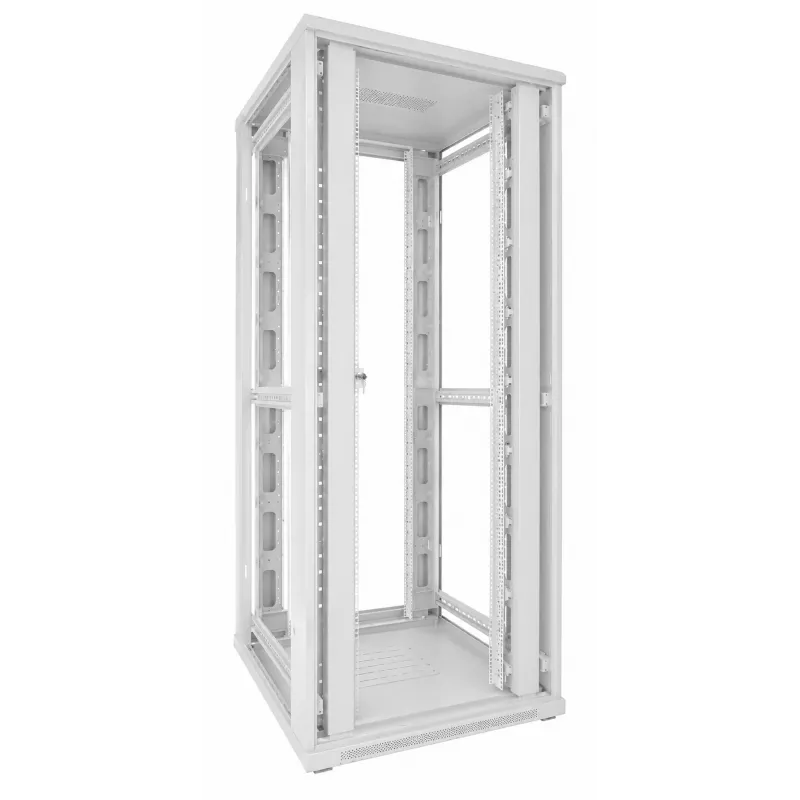 DSIT 42U 19 inch serverinė spinta, perforuotos dvigubos priekinės ir galinės durys, balta, 800x1000x2000mm (DS8042DD-W)