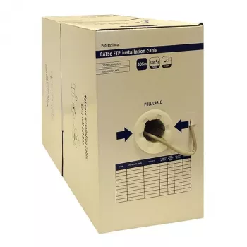 DSIT Alfaco Cat5e F/UTP kietos šerdies tinklo kabelis 305 m ritėje, pilkas, LSZH, Eca