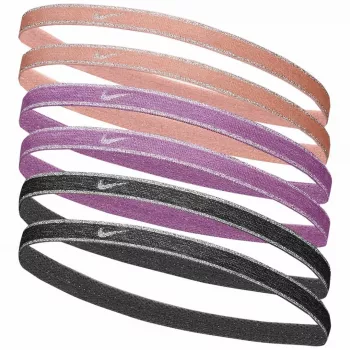 Nike Swoosh Sport Metallic plaukų raiščiai, 6 vnt. – persikų, rožinės, pilkos spalvos