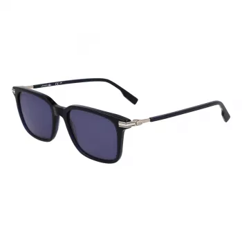 Lacoste L6035S-410 vyriški stačiakampiai akiniai nuo saulės, mėlyni rėmeliai, pilki lęšiai, 53mm