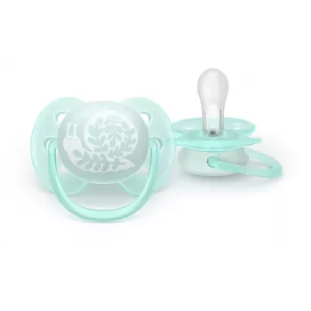 Philips Avent Ultra Soft DECO žindukas 0-6 mėn., 2 vnt., silikonas, be BPA, su sterilizavimo dėklu