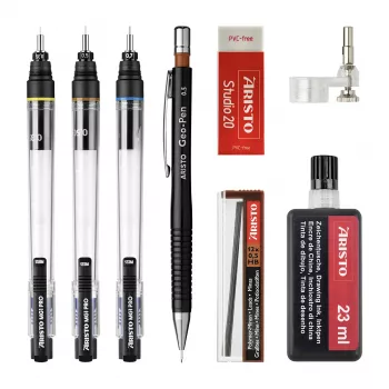 ARISTO mg1 pro Studio techninio braižymo rašiklių rinkinys, juodas (AR64150)