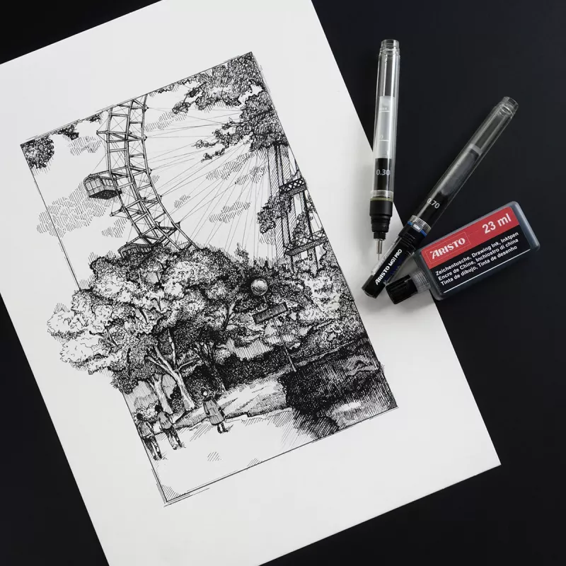 ARISTO mg1 pro Studio techninio braižymo rašiklių rinkinys, juodas (AR64150)