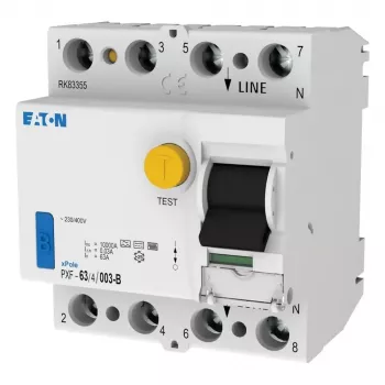Eaton PXF-63/4/003-B apsauginis nuotėkio srovės jungiklis, 63 A, 4 polių, 30 mA, B tipo 300302