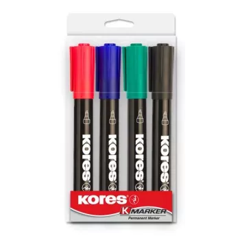 Kores K MARKER Permanentinis žymeklis, kaltinio antgalio, 3-5 mm, įvairių spalvų, 4 dalių rinkinys M20945