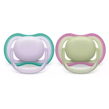Philips Avent Ultra Air čiulptukas 0-6 mėn., 2 vnt., mergaitėms, rožinės/ violetinės spalvos, SCF085/24
