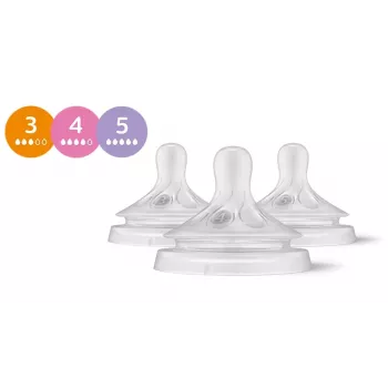Philips Avent Natural Response silikoniniai čiulptukai buteliukams (3 vnt., 3 srautas, nuo 1 mėn.)