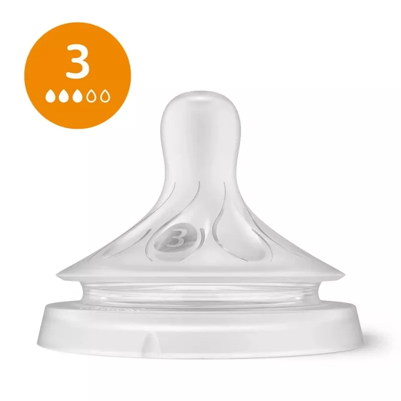 Philips Avent Natural Response silikoniniai čiulptukai buteliukams (3 vnt., 3 srautas, nuo 1 mėn.)