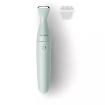 PHILIPS Essential Bikini šukuosenos trimmeris BRT398/15, saugus skutimas jautrioms zonoms, šlapias ir sausas, 3 ilgio nustatymai, maitinamas baterija, baltas su rožiniais akcentais