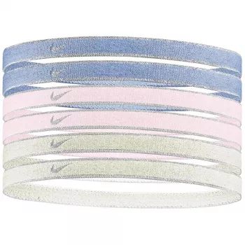 Nike Swoosh Sport plaukų raiščiai, 6 vnt. rinkinys, metališkai purpurinis, rožinis, geltonas N1002008511OS