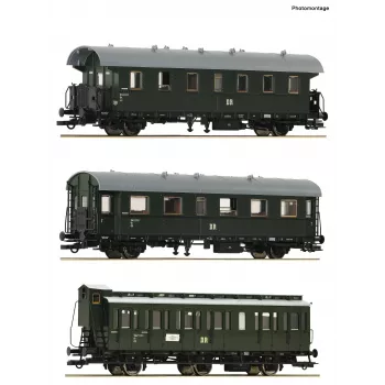 Roco 6200131 H0 DR priemiestinio traukinio rinkinys 2: 2x 2 klasės keleivinis vagonas Bip ir 1x 2 klasės kupė vagonas B3