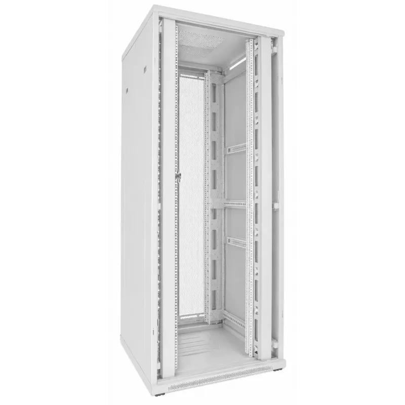 DSIT 47U 19 colių serverių spintos stovas 800x800x2200mm baltas su perforuotomis dvigubomis durimis DS8847DD-W