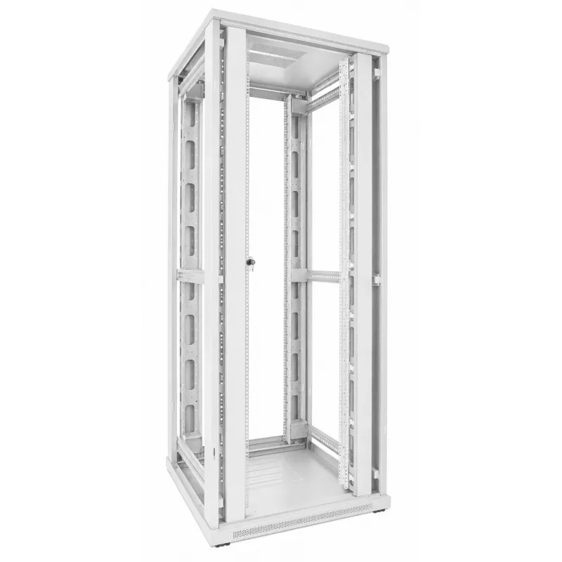 DSIT 47U 19 colių serverių spintos stovas 800x800x2200mm baltas su perforuotomis dvigubomis durimis DS8847DD-W