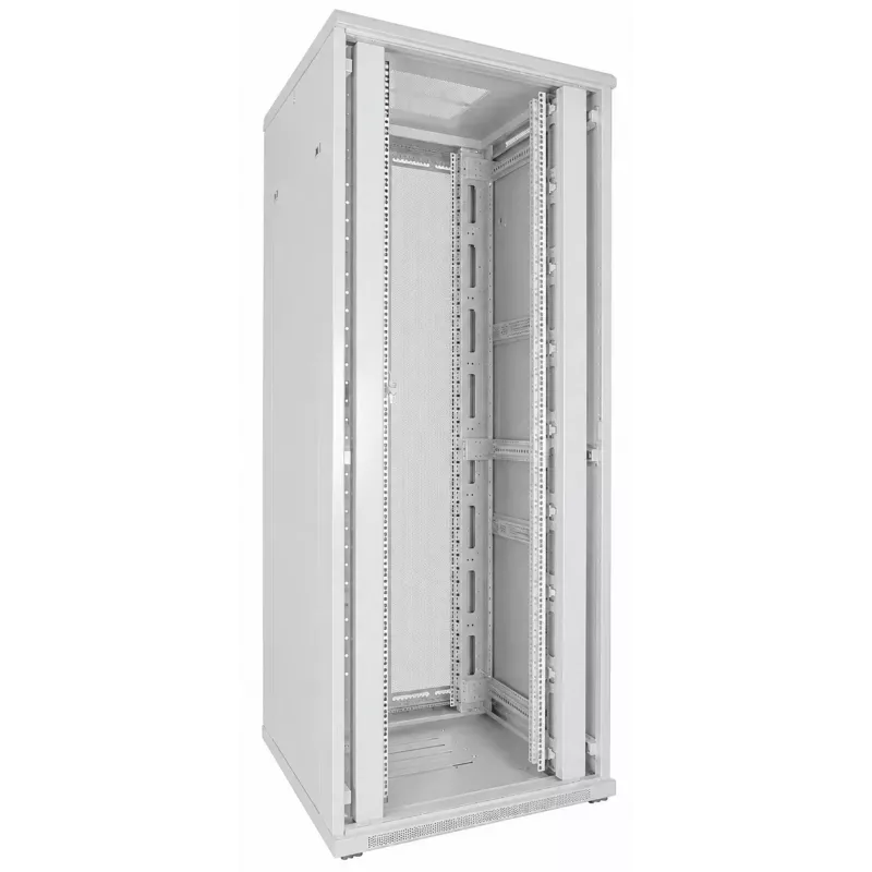 DSIT 42U 19 colių serverių stelažas 800x800x2000mm baltas, perforuotos dvigubos priekinės ir galinės durelės DS8842DD-W