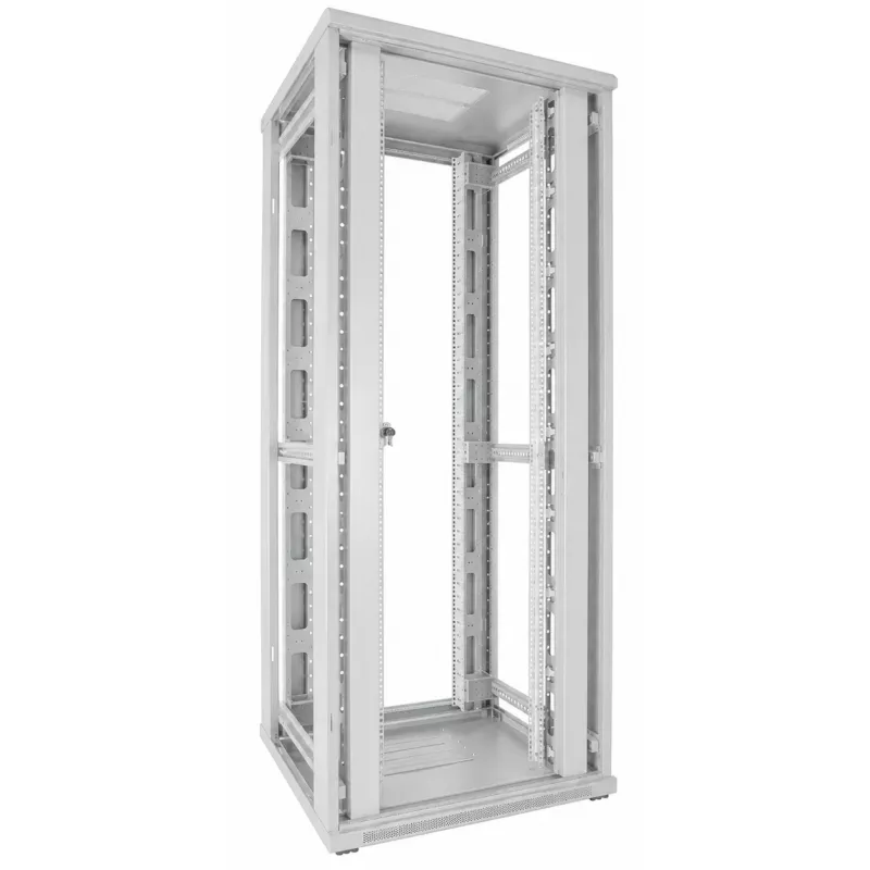 DSIT 42U 19 colių serverių stelažas 800x800x2000mm baltas, perforuotos dvigubos priekinės ir galinės durelės DS8842DD-W