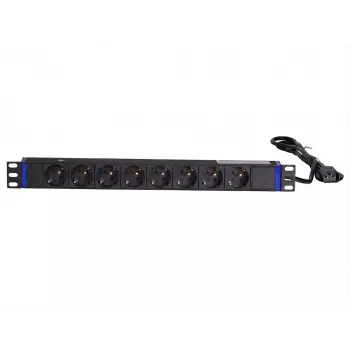 DSIT 19 colių 8 lizdų stelažo PDU su C14 kištuku ir įžeminimo kontaktu (DS-8PDU-C14-PE)