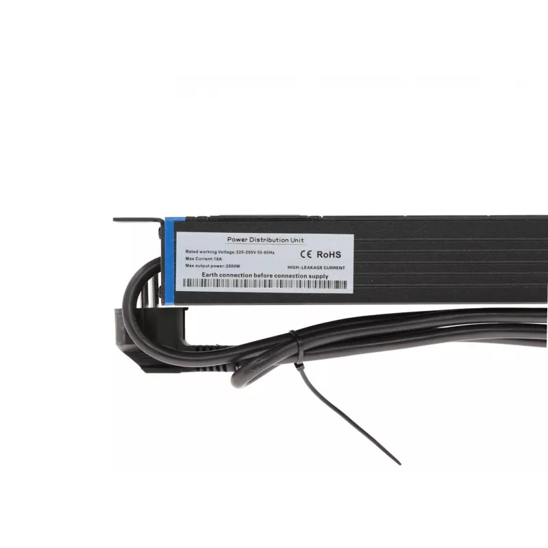 DSIT 19 colių 8 lizdų stelažo PDU su C14 kištuku ir įžeminimo kontaktu (DS-8PDU-C14-PE)