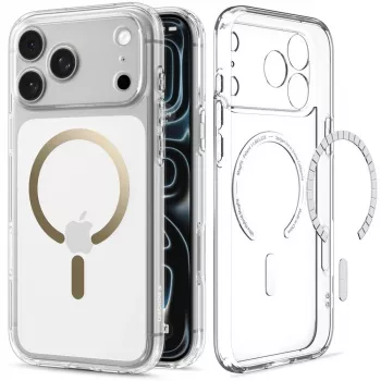 SPIGEN Ultra Hybrid MagSafe dėklas iPhone 17 Pro Max / 18 Pro Max - skaidrus/auksinis