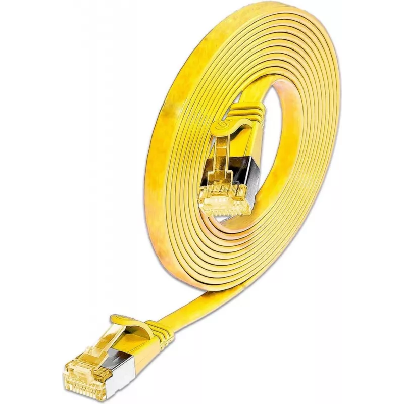 Wirewin Cat6A plonas Ethernet tinklo kabelis U/FTP plokščias geltonas 1m 10Gbps PKW-STP-SLIM-K6A 1.0 GE