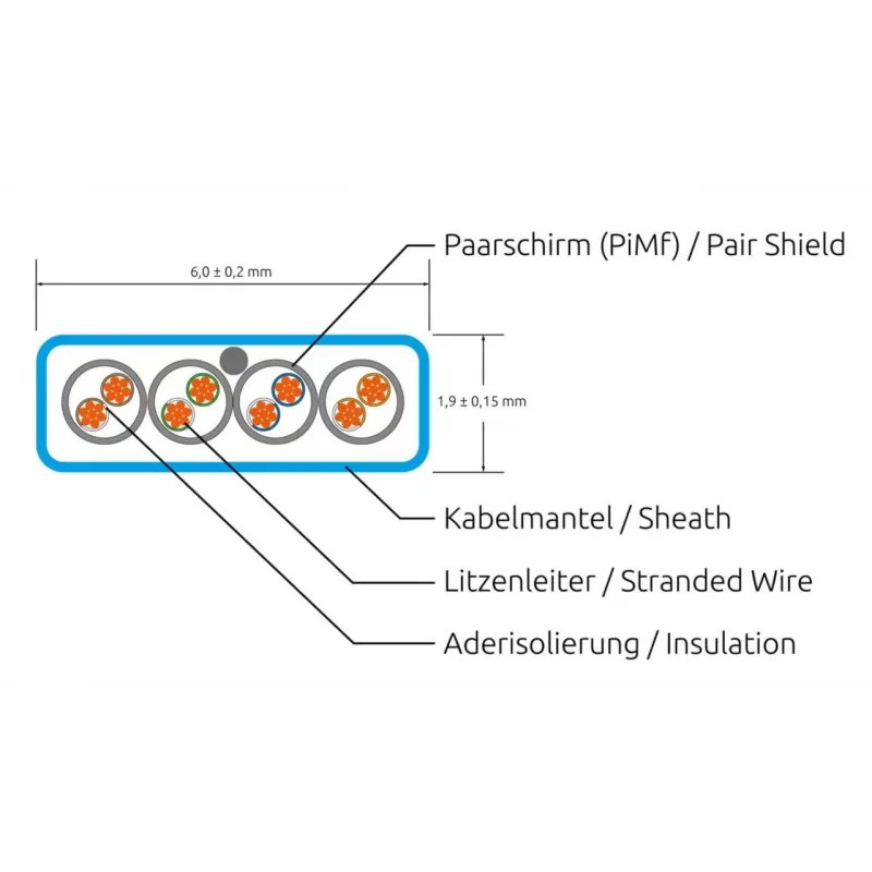 Wirewin Cat6A plonas Ethernet tinklo kabelis U/FTP plokščias geltonas 1m 10Gbps PKW-STP-SLIM-K6A 1.0 GE