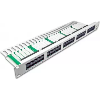 Wirewin 50 prievadų ISDN skydas, 1U, šviesiai pilkas patch panelis (PANEL TEL 50)